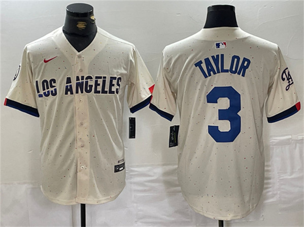 Los Angeles Dodgers #3 Chris Taylor Cream Stitched Jersey